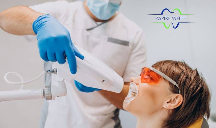 Professional teeth whitening treatment in progress Huddersfield